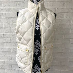 J CREW Excursion Quilted Cream Vest Womens Small